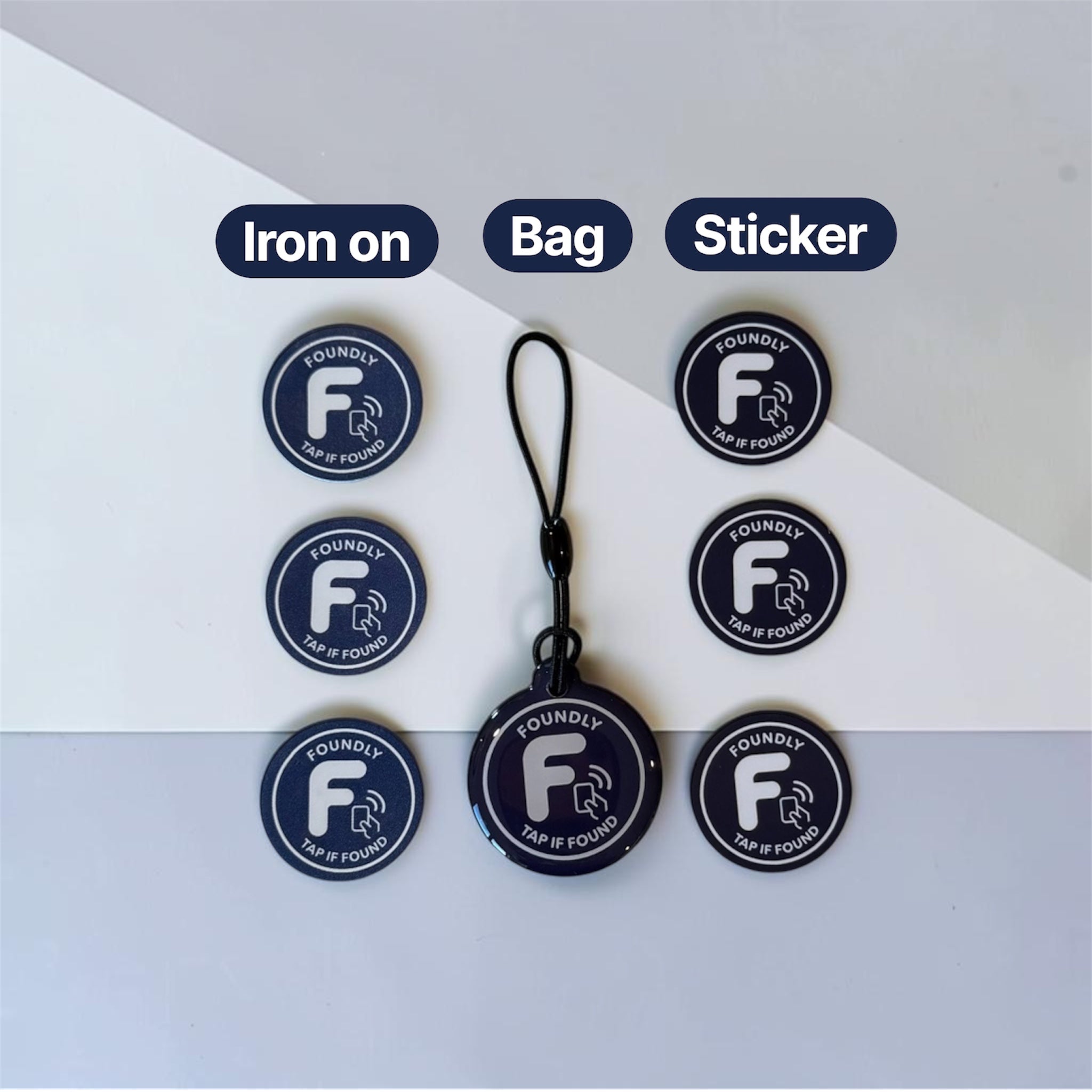 Foundly Starter Pack (7 Tags) Lost & Found Tags for School Items - Blue